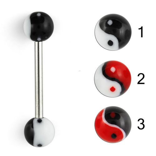 Tungpiercing / Barbell med Yin-Yang