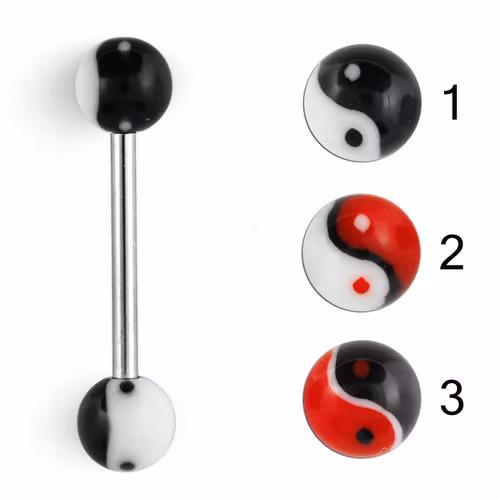 Tungpiercing / Barbell med Yin-Yang
