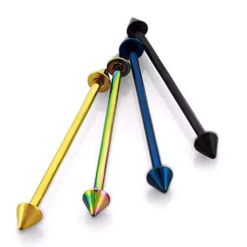 Industrial barbell i 316L kirurgiskt stål 1.6mm med 4mm koner