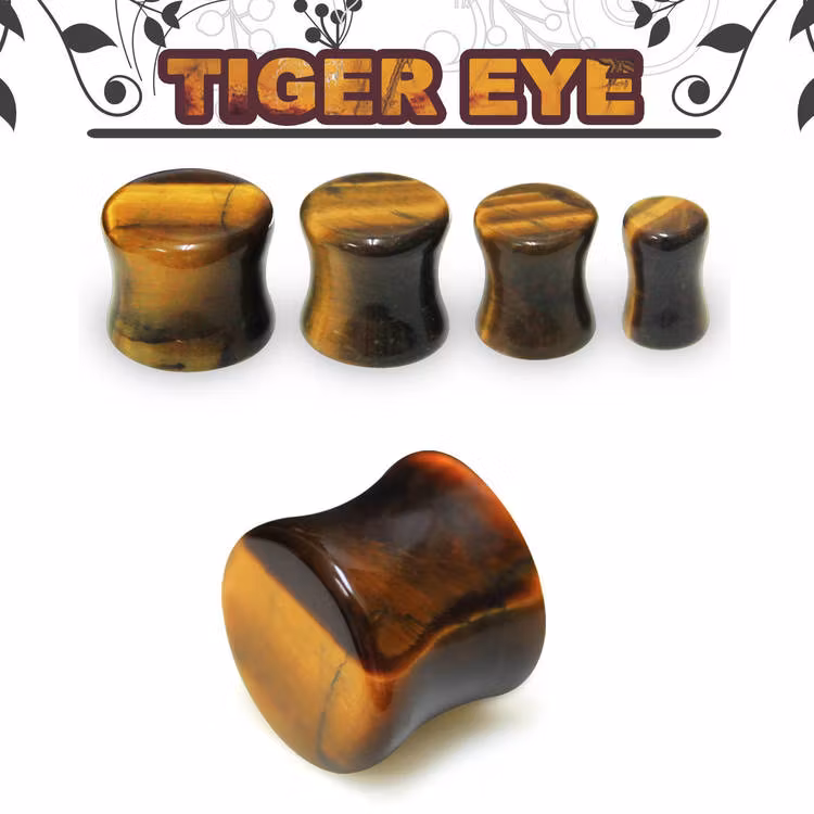 Double Flare plugg i tigeröga (sten)