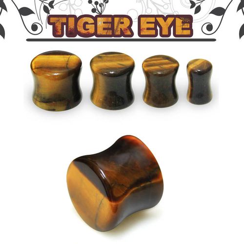 Double Flare plugg i tigeröga (sten)