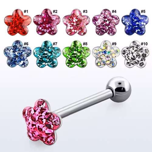 Barbell / Tungstav 1.6mm med crystalklädd blomma