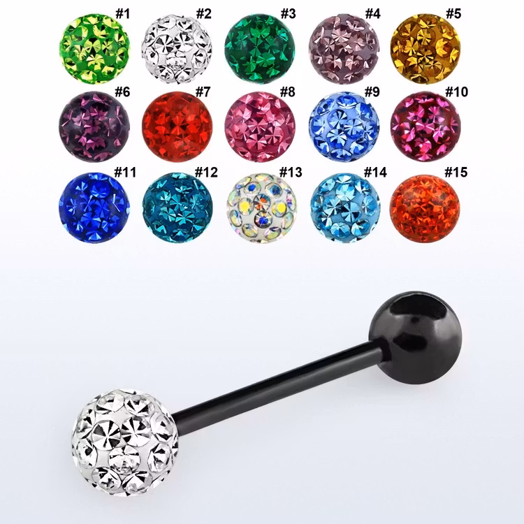 PVD-Pläterad Tungstav / Barbell 1.6mm med 6mm multicrystal