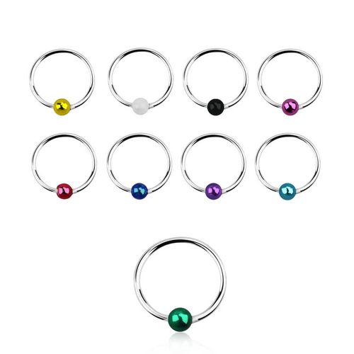 Näsring 925-silver 0.6mm med färgpläterad kula