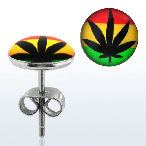 Öronpin - Rasta Marijuana (par)
