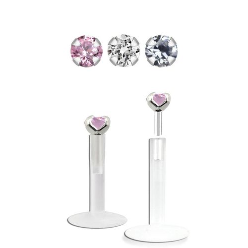 Bio-Flex Labret / Monroe 1.2mm med 1.5mm Prong-Set CZ