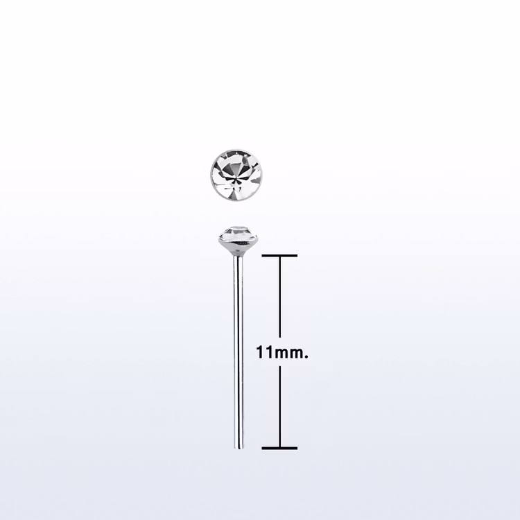 Näspin i 925-silver 0.6mm "böj själv" 1.3mm crystal