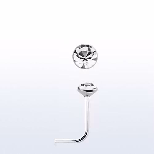 Näspin i 925-silver 0.6mm L-böjd med 2.5mm crystal