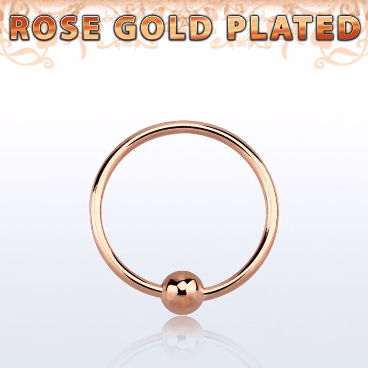 Näsring med kula 0.6mm Roséguldpläterad 925-silver (8mm)