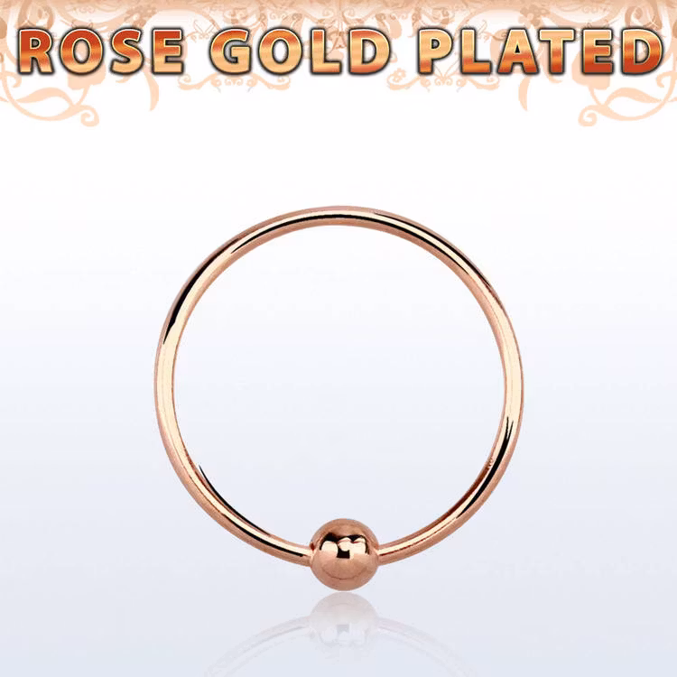 Näsring med kula 0.6mm Roséguldpläterad 925-silver (10mm)