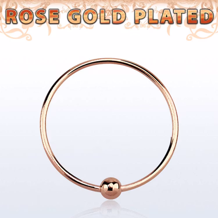 Näsring med kula 0.6mm Roséguldpläterad 925-silver (12mm)