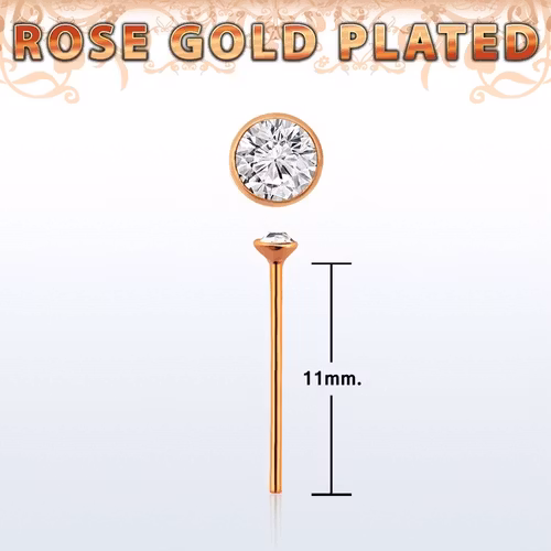 Näspin 0.6mm i roséguldpläterad 925-silver "böj själv" med 1.5mm crystal