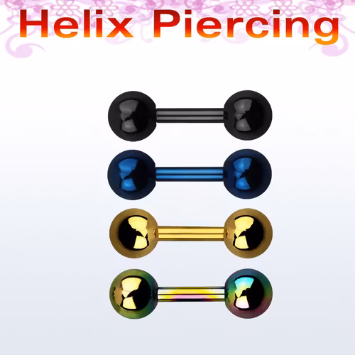 Helix Barbell 1.2mm i PVD-pläterad kirurgiskt stål med 4mm kulor