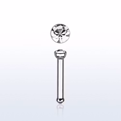 Nässmycke "Nose Bone" 1mm med 2mm klar crystal