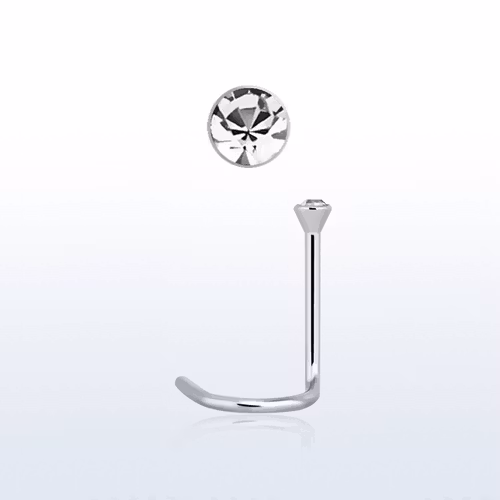 Näspin "Nose Screw" 1mm med 2mm "bezel-set" klar crystal