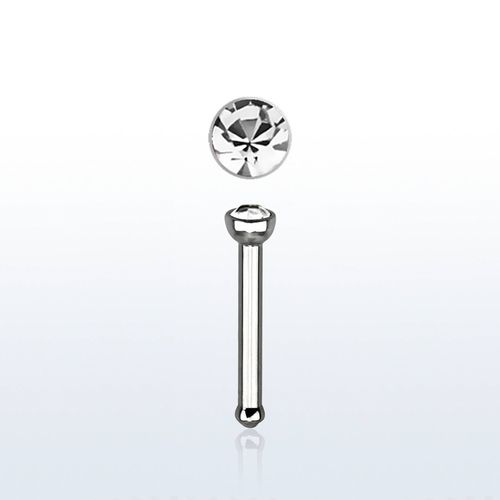 Näspin "Nose Bone" 0.8mm med 2mm klar crystal