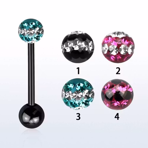 Barbell / tungstav svarteloxerad med 5mm feridoboll