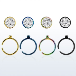 Eloxerad Nose Hoop / näsring med klar crystal
