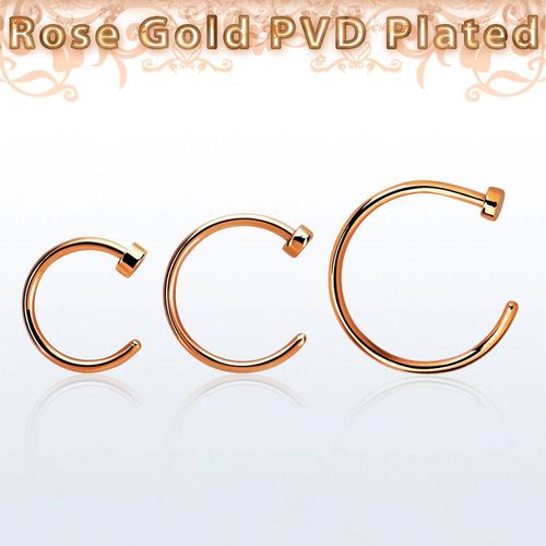 Roséguldpläterad "nose hoop clip" näspiercing 0.8mm