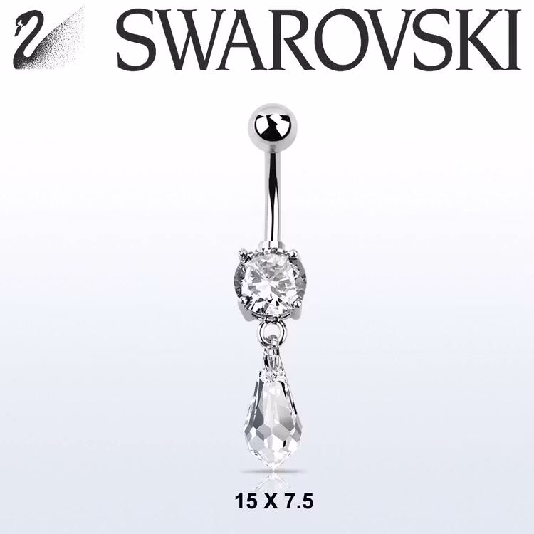 Navelsmycke med droppformad swarovskiⓇ crystal