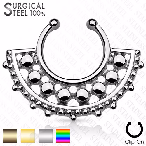Fake septum / septum hanger beaded center fan