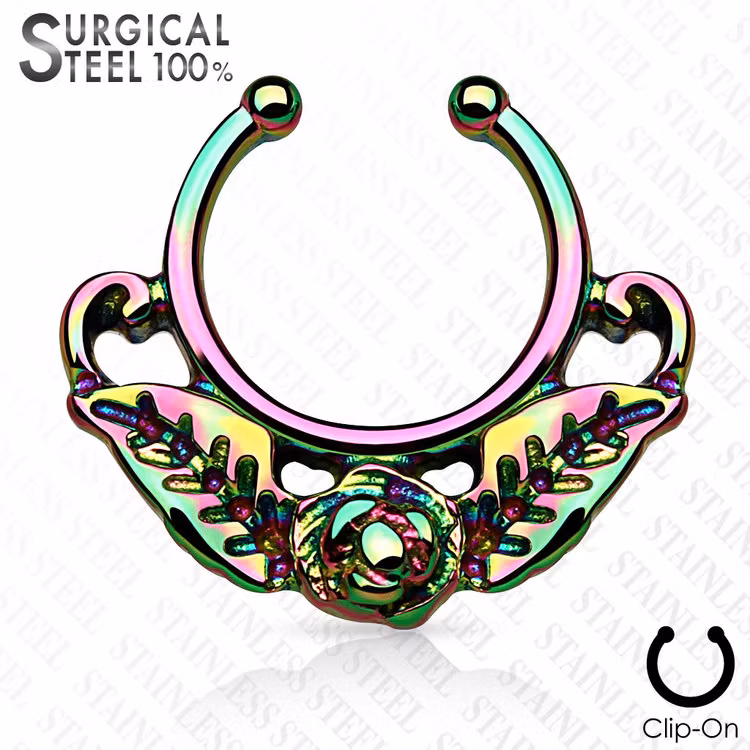 Fake septum / septum hanger rose with leaves