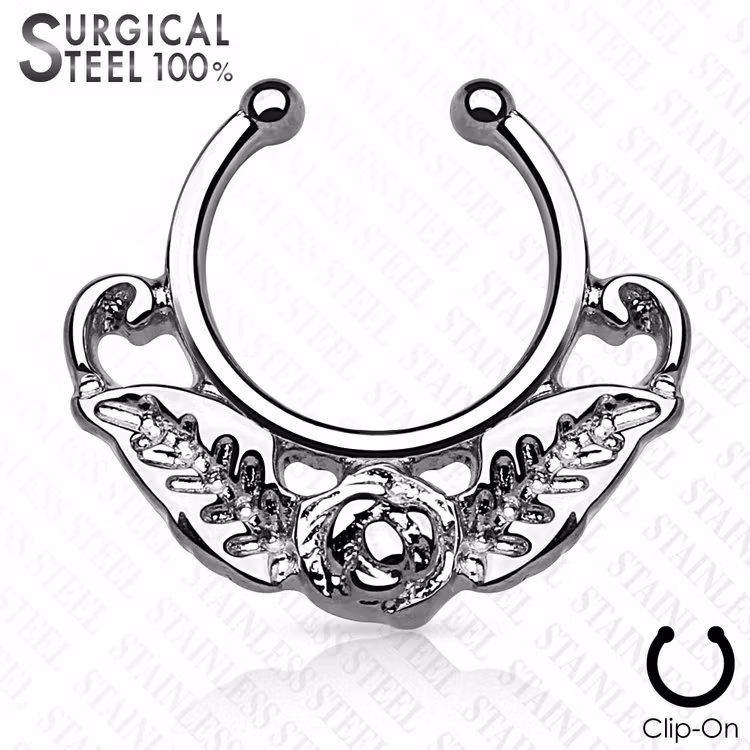 Fake septum / septum hanger rose with leaves