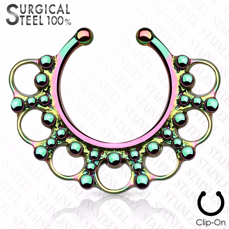 Fake septum / septum hanger beaded tribal fan