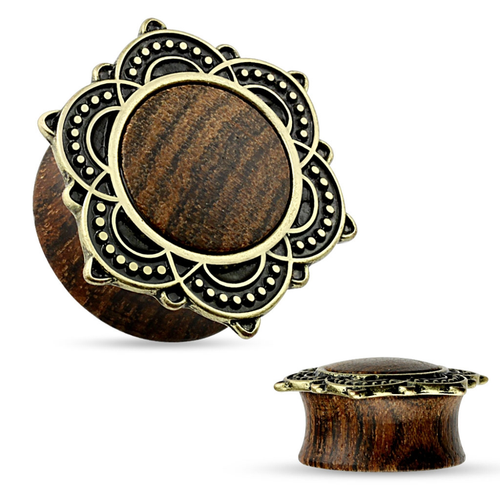 Träplugg med lotus/tribal (19mm)