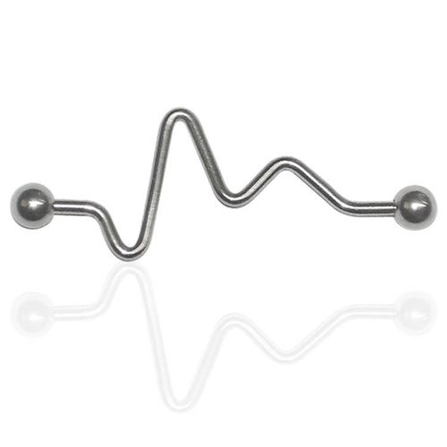 Industrial barbell 1.6mm med 5mm kulor och zig-zag