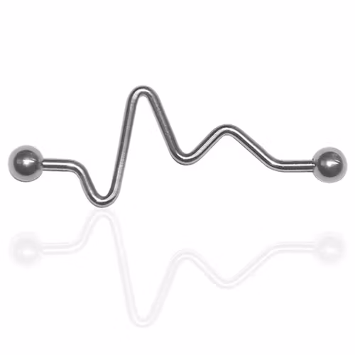Industrial barbell 1.6mm med 5mm kulor och zig-zag