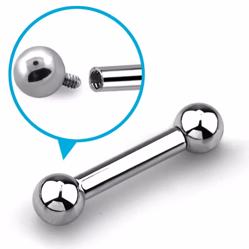Invändigt gängad barbell 4mm med 8mm kulor