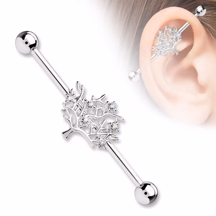 Industrial Barbell - CZ Tree of Life