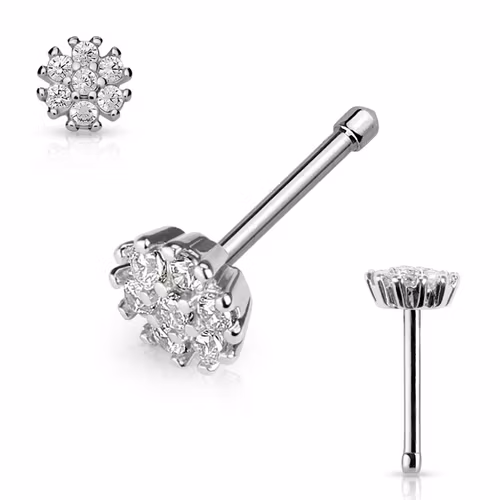 Näspin - Blomma med 7st cubic zirconia