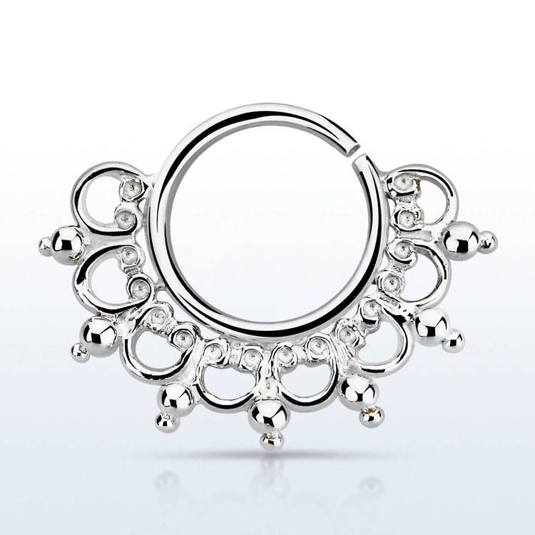 Septum piercing i 925 silver - Wide Engraved Design