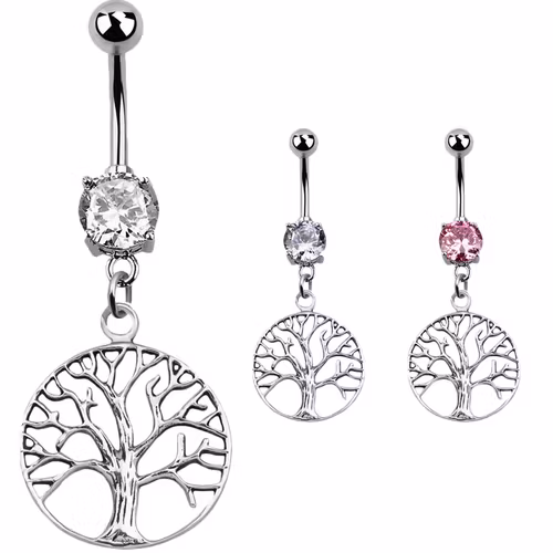 Navelsmycke med Tree of Life i 925 Silver