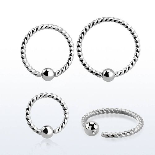 BCR 1mm ring med 2.5mm fixerad kula - Twistad design