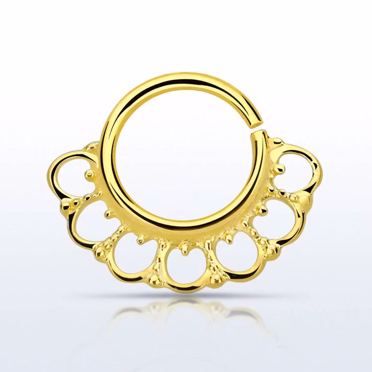Septum piercing i guldpläterad 925 silver - Wide Indian Design