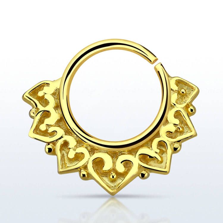 Septum piercing i guldpläterad 925 silver - Engraved Vintage Design