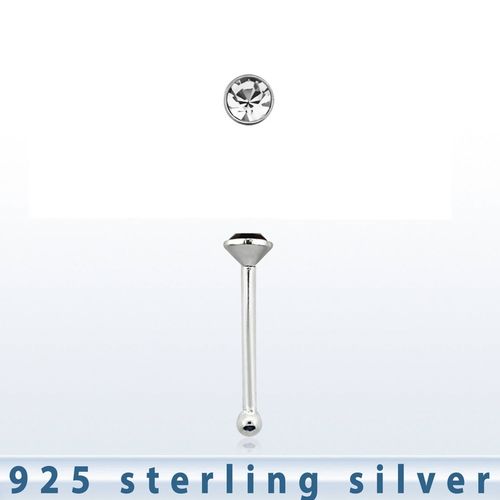 Näspin 925 Silver med 1.5mm klar crystal