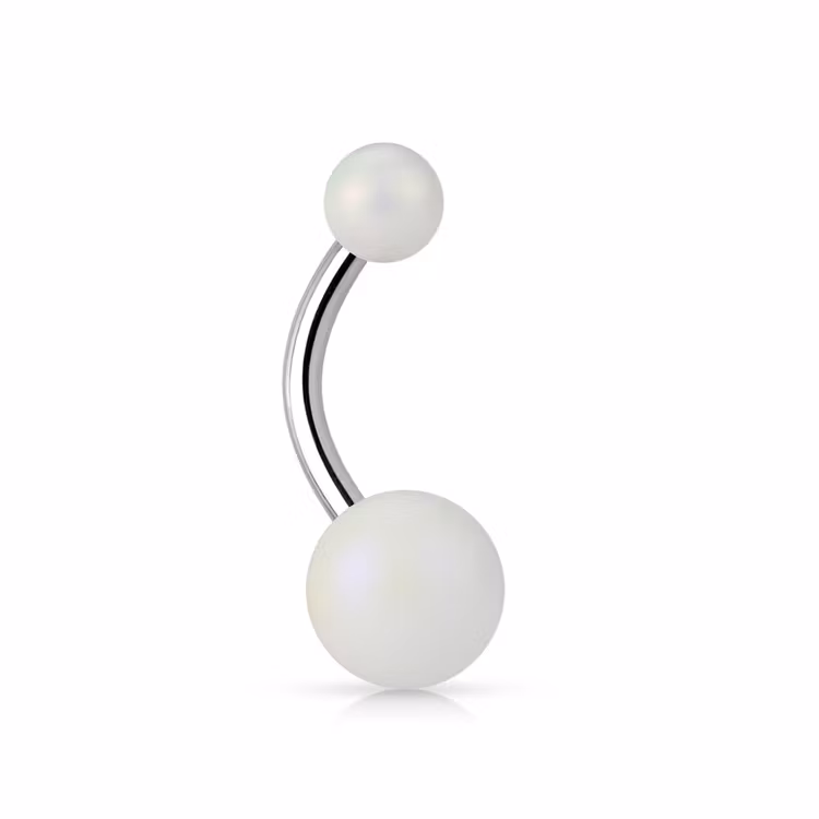 Navelsmycke / Banana 1.6mm med 5 och 8mm pärlbollar