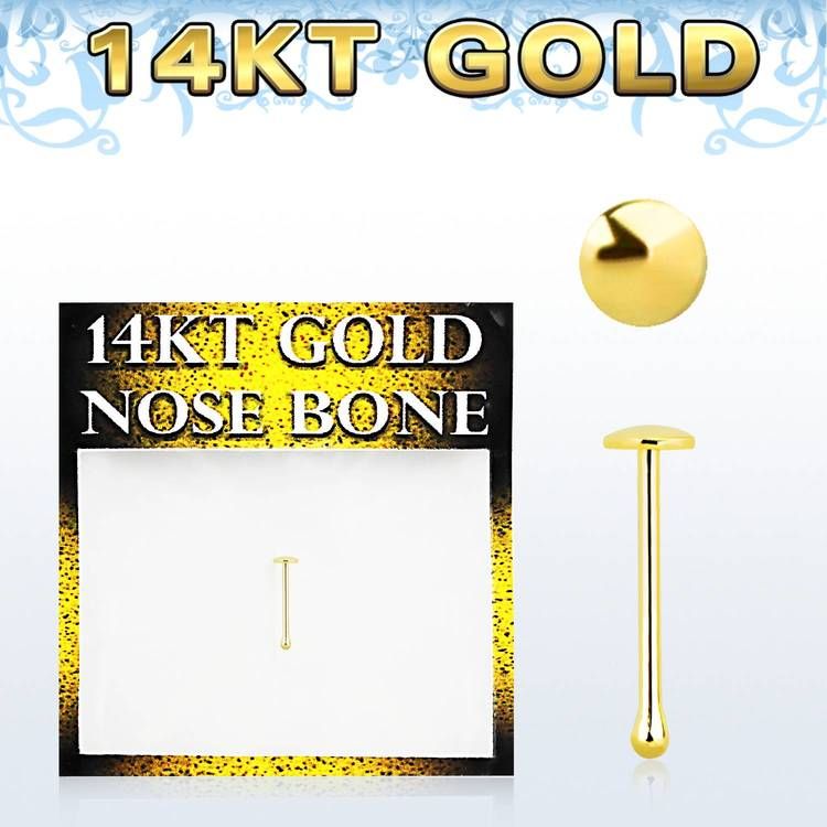 Nässmycke "nose bone" äkta 14 karat guld med 2mm platt topp