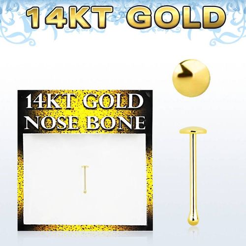 Nässmycke "nose bone" äkta 14 karat guld med 2mm platt topp