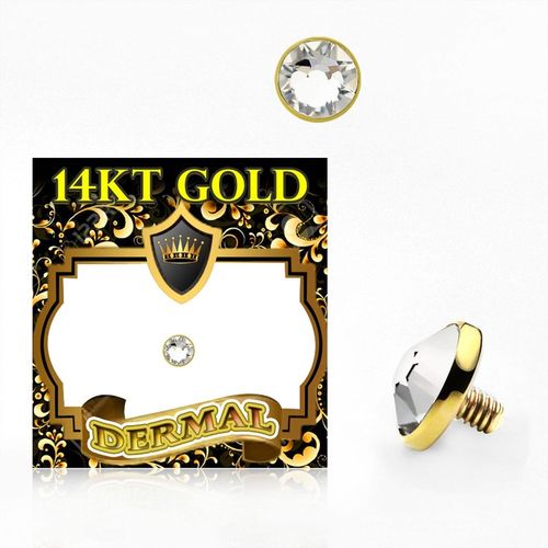 Dermal Topp i äkta 14 karat guld med 4mm klar crystal