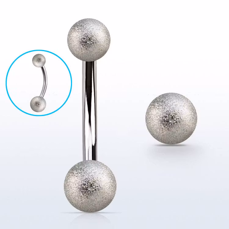 Banana / navelsmycke kirurgiskt stål 1.6mm med 5 och 6mm frostad kula