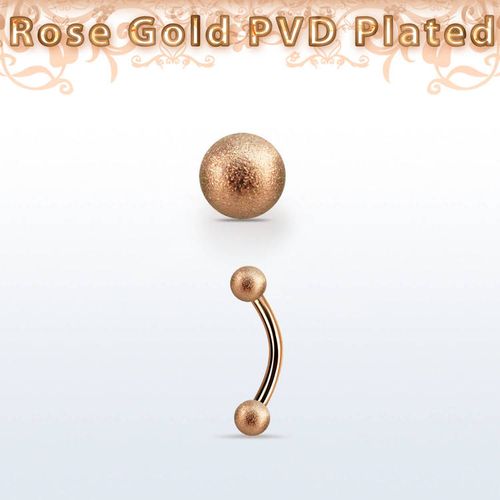 Banana 1.2mm PVD-pläterad kirurgiskt stål med 3mm frostade kulor roséguld