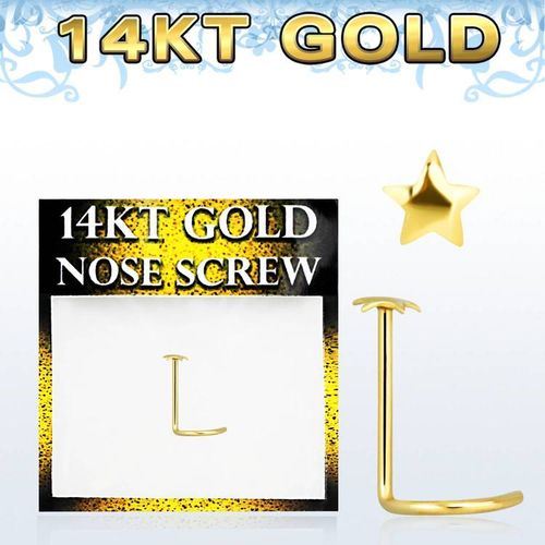 Nässmycke "nose screw" 0.6mm i äkta 14 karat guld med stjärna
