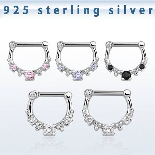 Septum clicker i 925-silver - CZ stenar 1.6mm