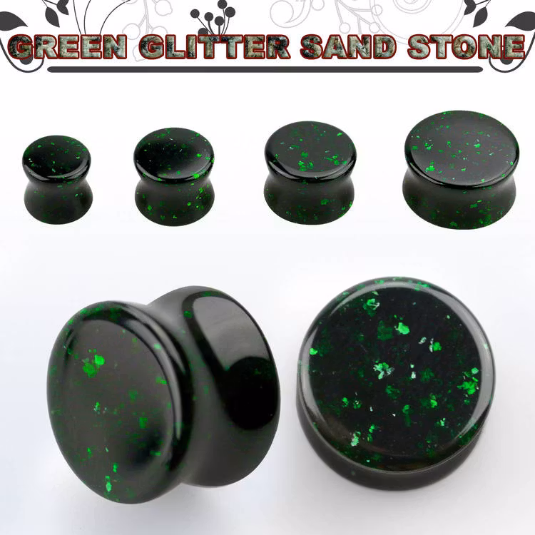 Stenplugg grönt glitter