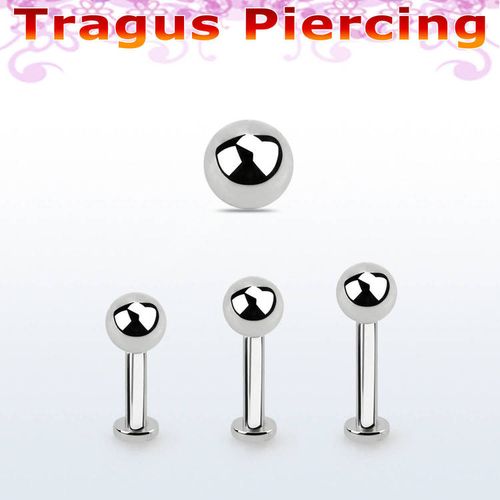 Tragus labret 1.2mm med extra liten platta och 4mm kula